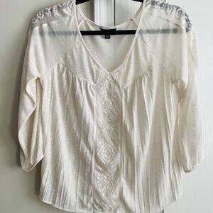 American Eagle Women's Top Ivory Size S
